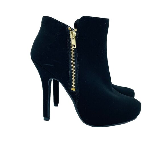 Madeline Stuart Heels Womens Size 5.5 M Black Gallo Ankle Booties Zip Boots - Picture 1 of 11